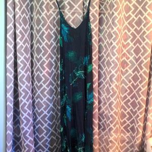 Beautiful Tropical Maxi Dress with Criss-cross Back and Adjustable Straps